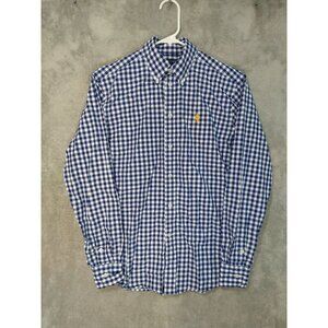 Ralph Lauren Shirt Mens Medium Blue Gingham Plaid Long Sleeve Button Down